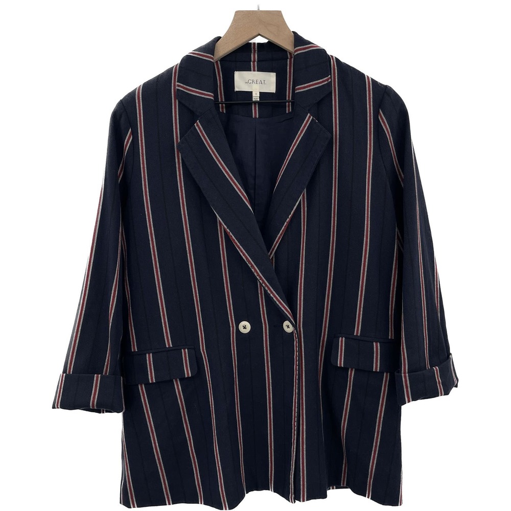 THE GREAT. Oxford Stripe Academy Blazer